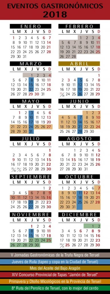 Calendario eventos gastronómicos Teruel